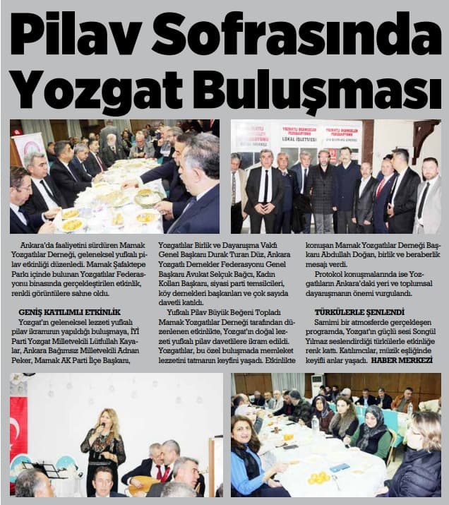PİLAV SOFRASINDA YOZGAT BULUŞMASI